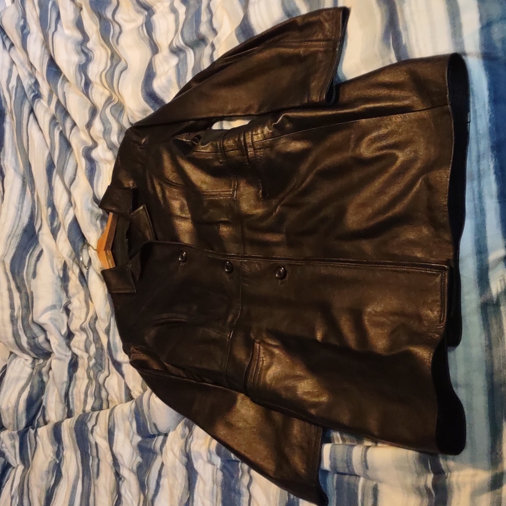 Black Women's Italian Leather Jacket Size 46